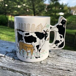 Vintage Enesco Cow Handle Mug